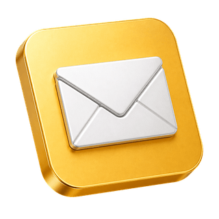 Icône décorative en 3D d’une enveloppe de courrier sur la page Contactez-nous